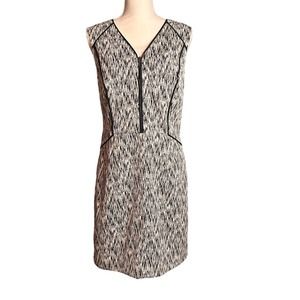 Banana Republic Sleeveless Knee Length Sheath Dress Black White Pattern Size 10
